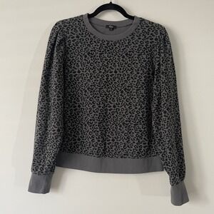 Rails Marcie Charcoal Cheetah Print Sweatshirt Gray Size M Lounge Travel Casual